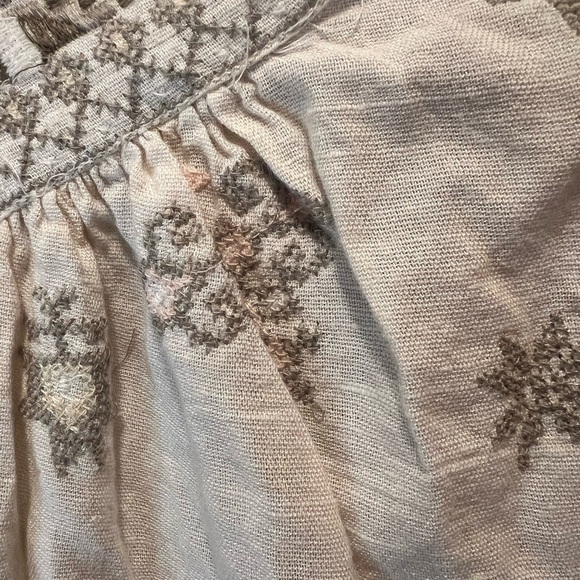 Free People Cream Embroidered 3/4 Sleeve Blouse - Picture 8 of 9